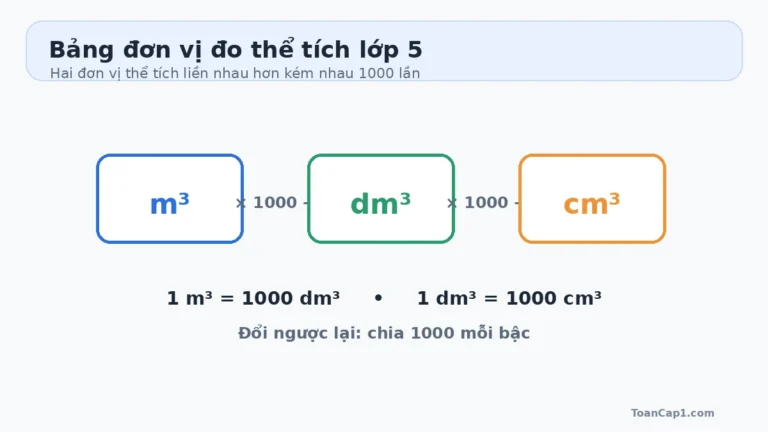 Bảng đơn vị đo thể tích lớp 5 và cách đổi